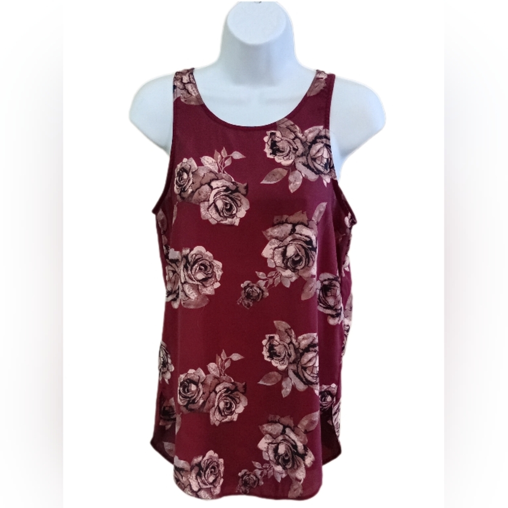 Streetwear Society Burgundy Floral Tank Top
